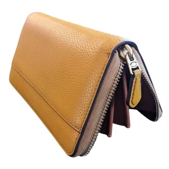 Coach Buttercup Accordion Phone Wallet Polished Pebble Leather Zip Up CC489 New - Picture 3 of 16